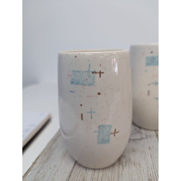 Vintage Set of 4 Vernonware Metlox Heavenly Days 5" Tumblers Cups Glasses MCM - Picture 5 of 12